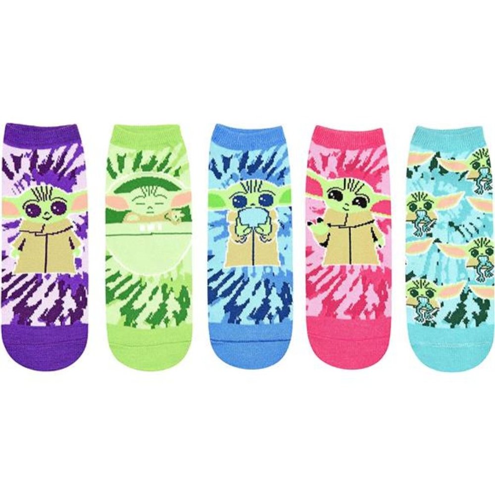 STAR WARS Baby Yoda Tie Dye Knit Juniors/Womens 5 Pack Ankle Socks